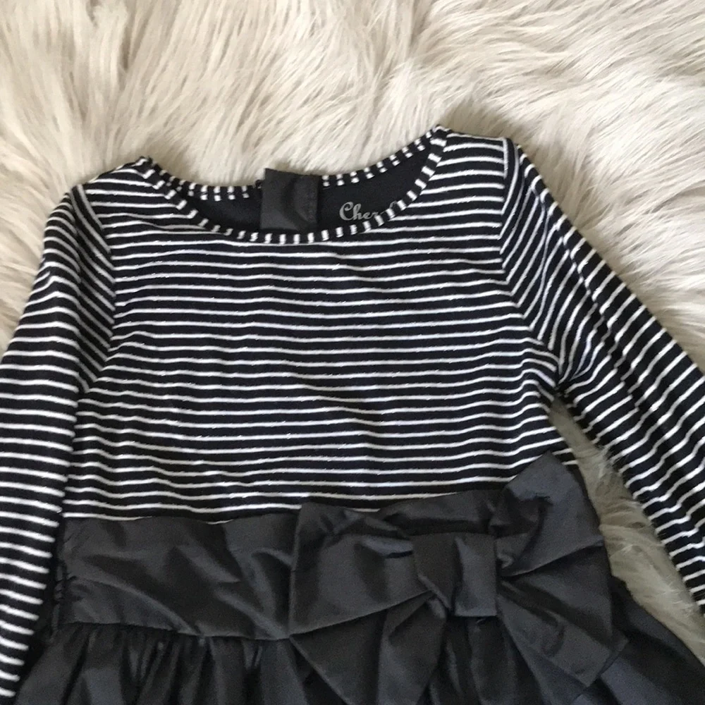 CHEROKEE Girls Holliday Black Stripes Knot Tutu Dress | 4T